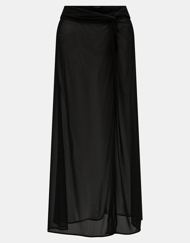 Knot Wrap Sarong Skirt, Black (BLACK), large