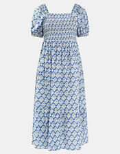 Dandelion Print Maxi Dress, Blue (BLUE), large