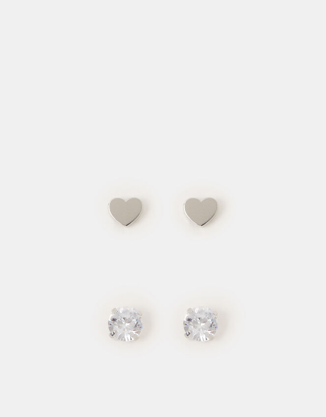 2-Pack Surgical Steel Heart Flatback Studs, , large