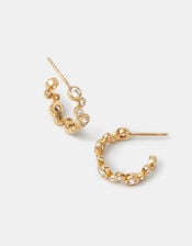 14ct Gold-Plated Cluster Hoop Earrings, , large