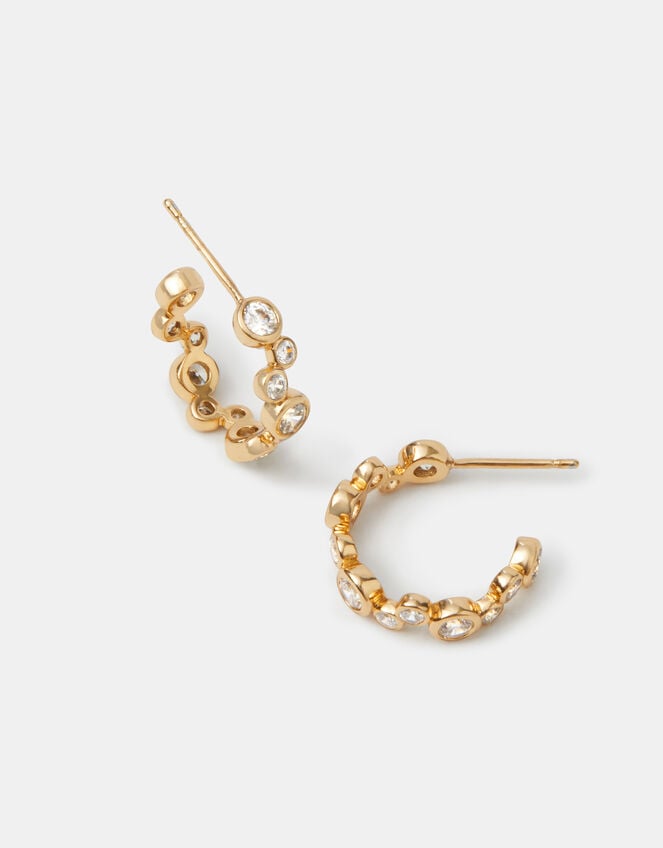14ct Gold-Plated Cluster Hoop Earrings, , large