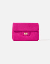 Suedette Flat Fold Clutch Bag, Pink (FUCHSIA), large