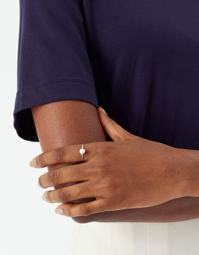Sterling Silver Pearl Ring, Silver (ST SILVER), large