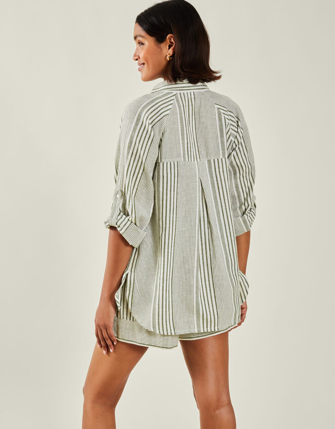 Stripe Beach Shirt, Green (KHAKI), large