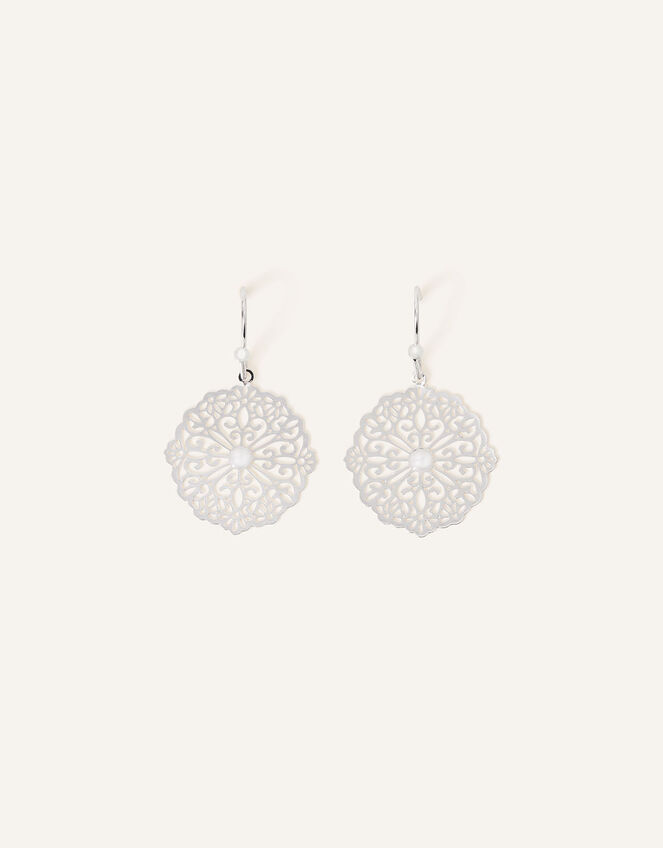 Filigree Pearl Short Drop Earrings, , large