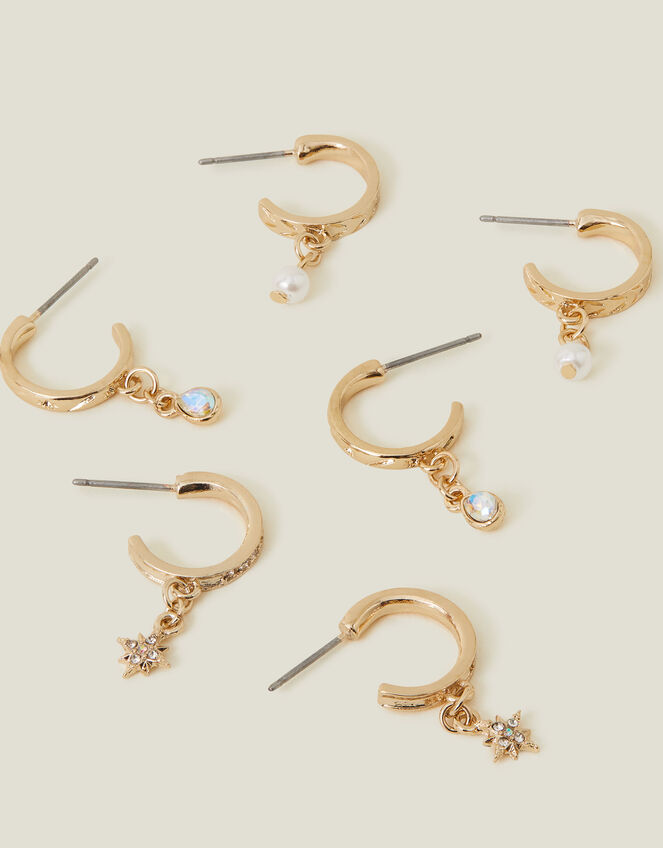 Star Huggie Hoop Earrings , , large