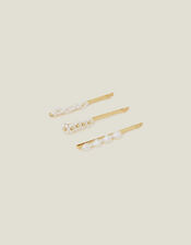 3-Pack Pearlescent Bead Hair Slides, , large