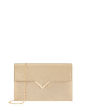 Natalie Metallic Envelope Clutch with Strap, Gold (GOLD), large