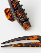 Tort Claw Clip & French Hair Pin Set, , large