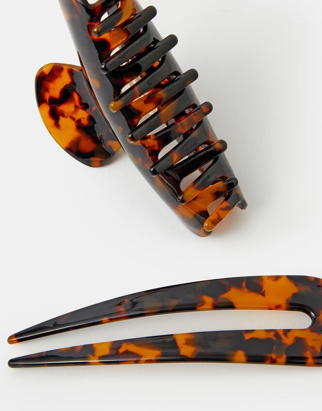 Tort Claw Clip & French Hair Pin Set, , large