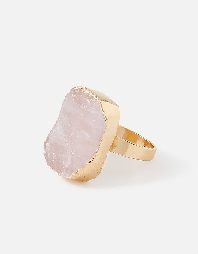 Raw Cut Stone Statement Ring, Pink (PALE PINK), large