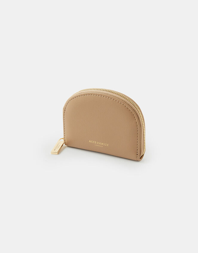 Crescent Zip Coin Purse, Cream (TAUPE), large