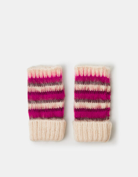 Brushed Stripe Fingerless Gloves, , large