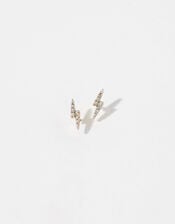 Gold Vermeil White Topaz Bolt Stud Earrings, , large