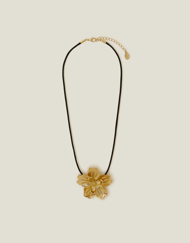 Statement Flower Cord Necklace, , large