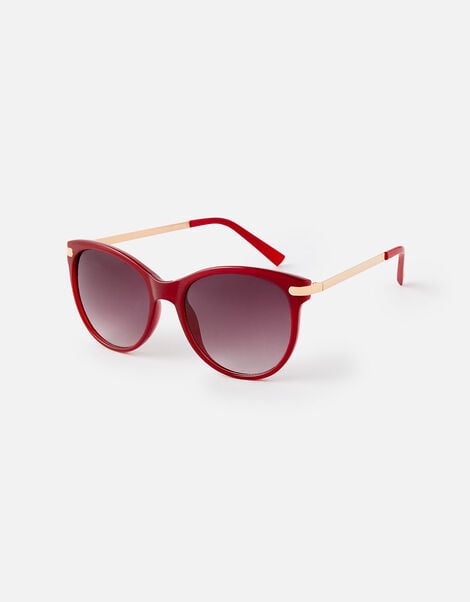 Metal Arm Classic Wayfarer Sunglasses  Red, Red (BURGUNDY), large