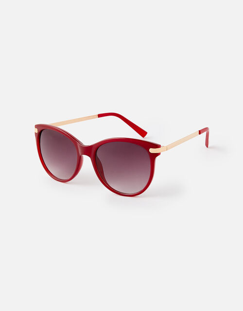 Metal Arm Classic Wayfarer Sunglasses , Red (BURGUNDY), large
