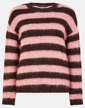 Brushed Stripe Jumper, Pink (PINK), large