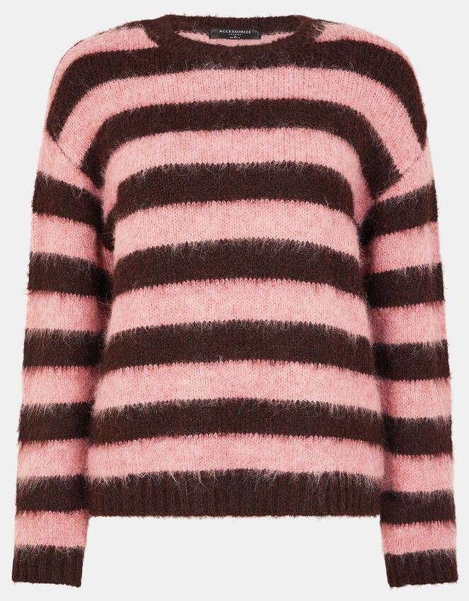 Brushed Stripe Jumper, Pink (PINK), large