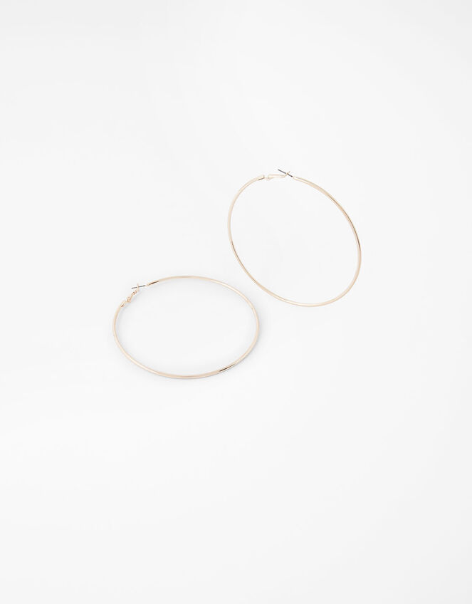 Gold-Plated Large Hoop Earrings, Rose Gold, large