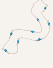 Sterling Silver Beaded Station Necklace, , large