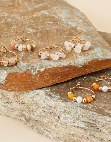 Beaded Hoop Earrings Set of Three, , large