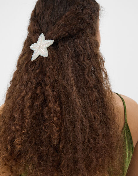Beaded Starfish Barrette Hair Clip, , large