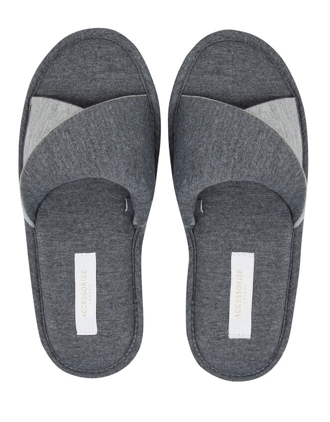 Take Me Away Jersey Mule Slippers, Grey (GREY), large
