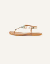 Beaded Leather Sandals , Green (GREEN), large