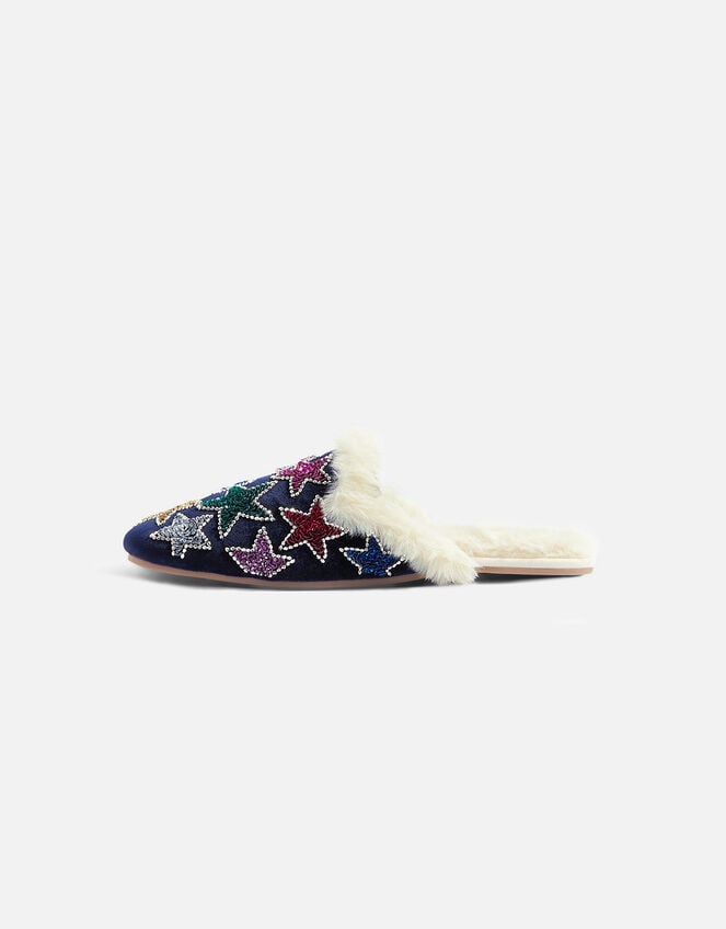 Embellished Star Velvet Slippers, Multi (BRIGHTS-MULTI), large