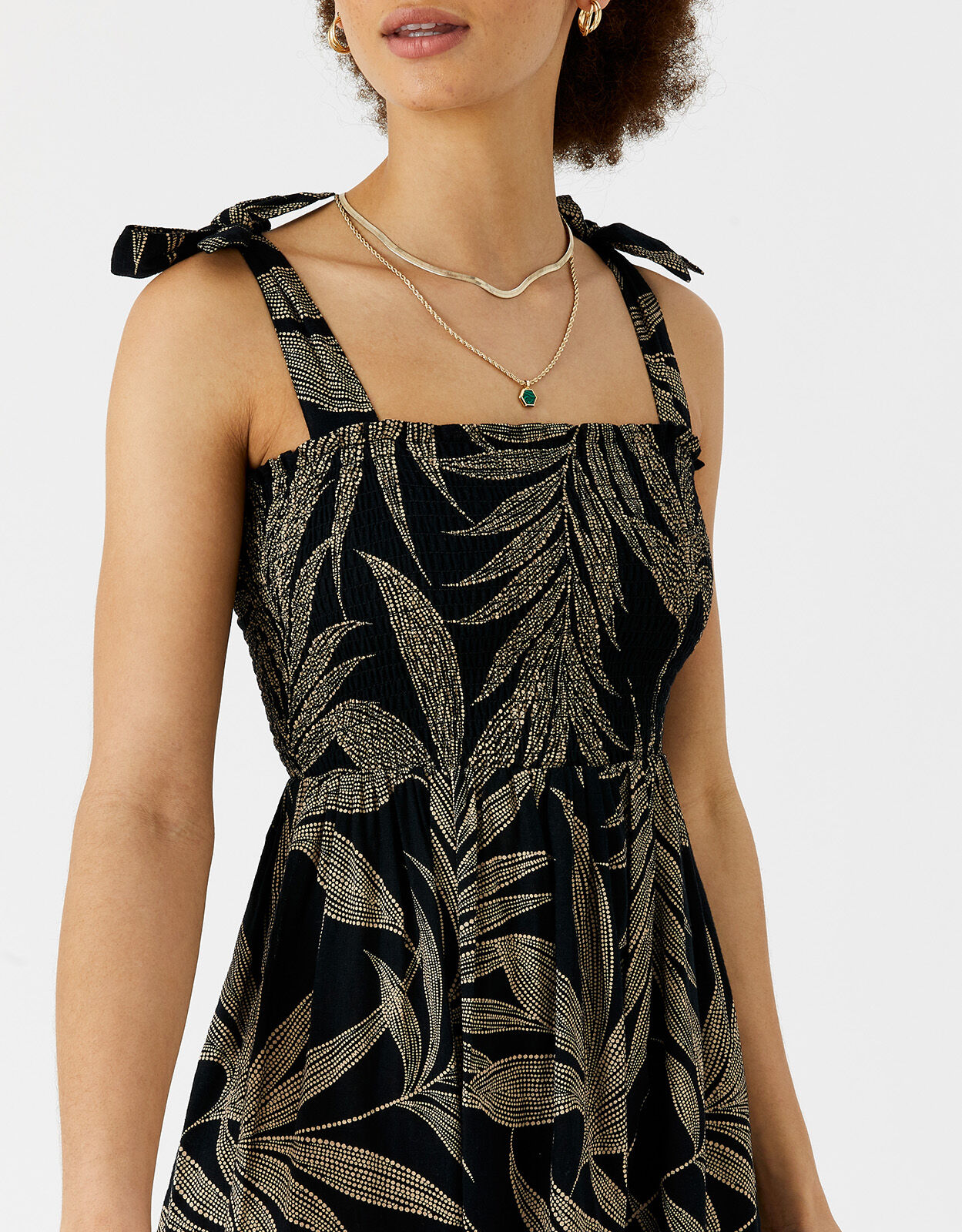 Black palm print dress clearance