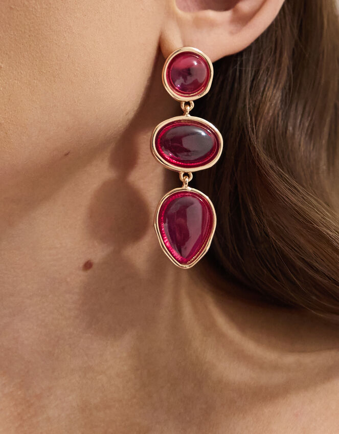 Triple Stone Drop Earrings, , large