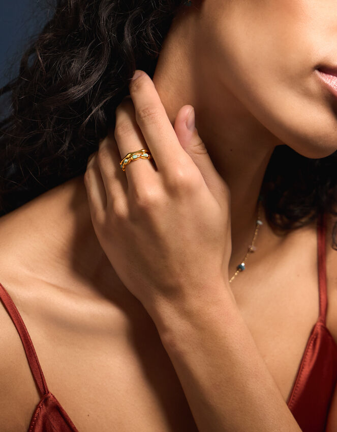 2-Pack Quartz Bubble Adjustable Rings, , large