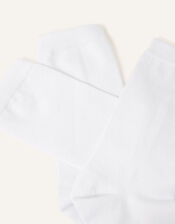 Cotton Ankle Socks Set of Three, White (WHITE), large