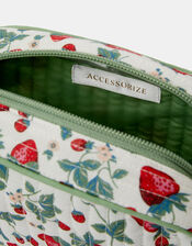 Strawberry Print Quilted Make Up Bag, , large