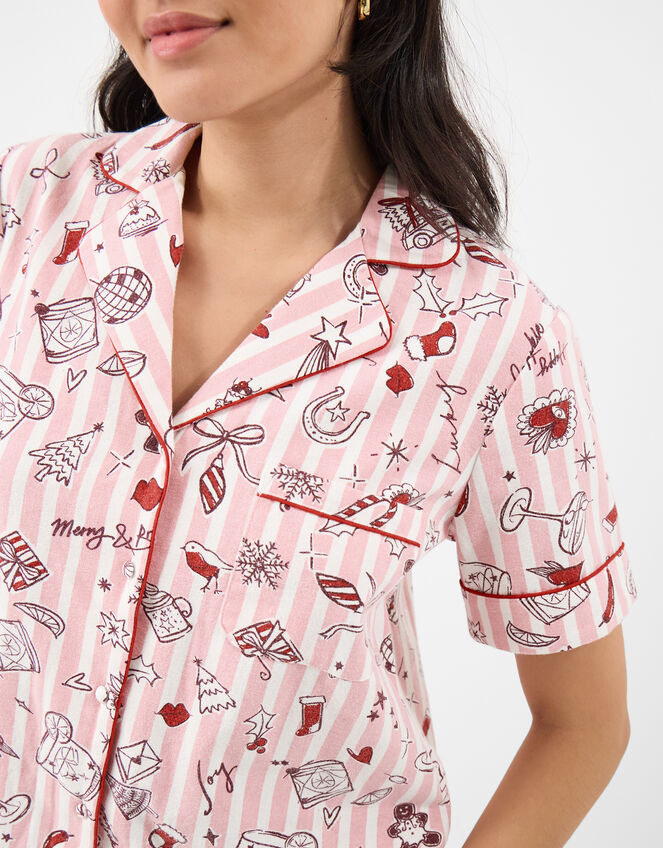 Christmas Cocktail Short Pyjamas Set, Pink (PINK), large