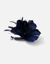 Abigail Net Bow Hair Clip, Blue (NAVY), large