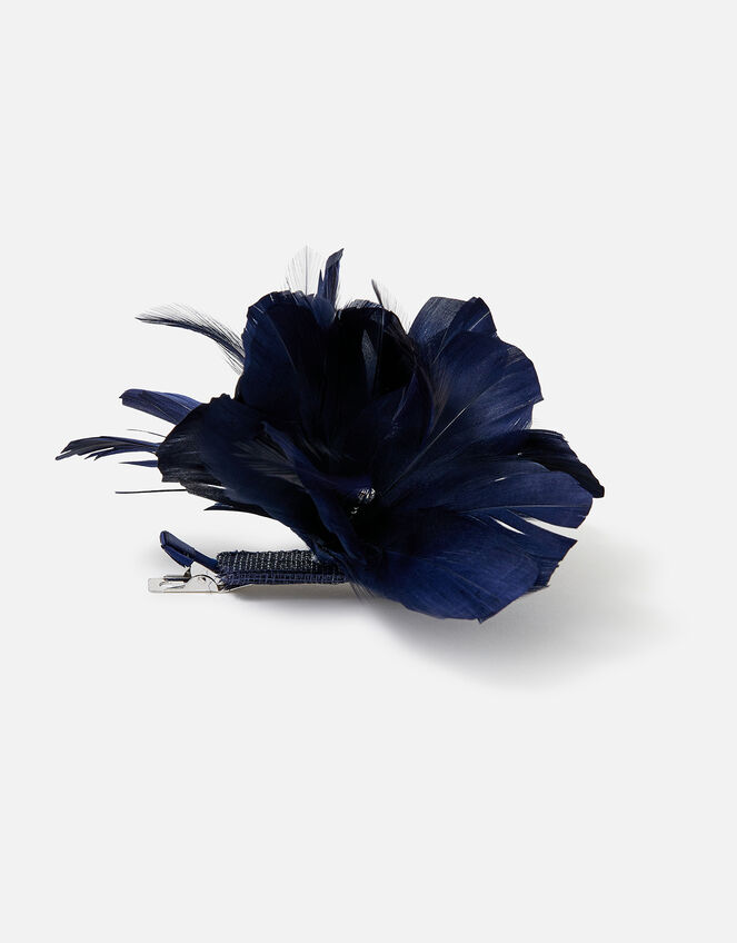 Abigail Net Bow Hair Clip, Blue (NAVY), large