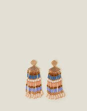 Chevron Beaded Tassel Earrings, , large