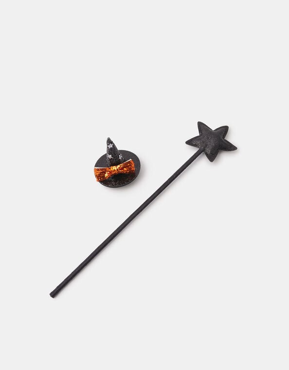 Girls Halloween Witch Hair Clip & Wand Set, , large