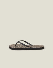 Leopard Print Flip Flops, Multi (DARKS MULTI), large