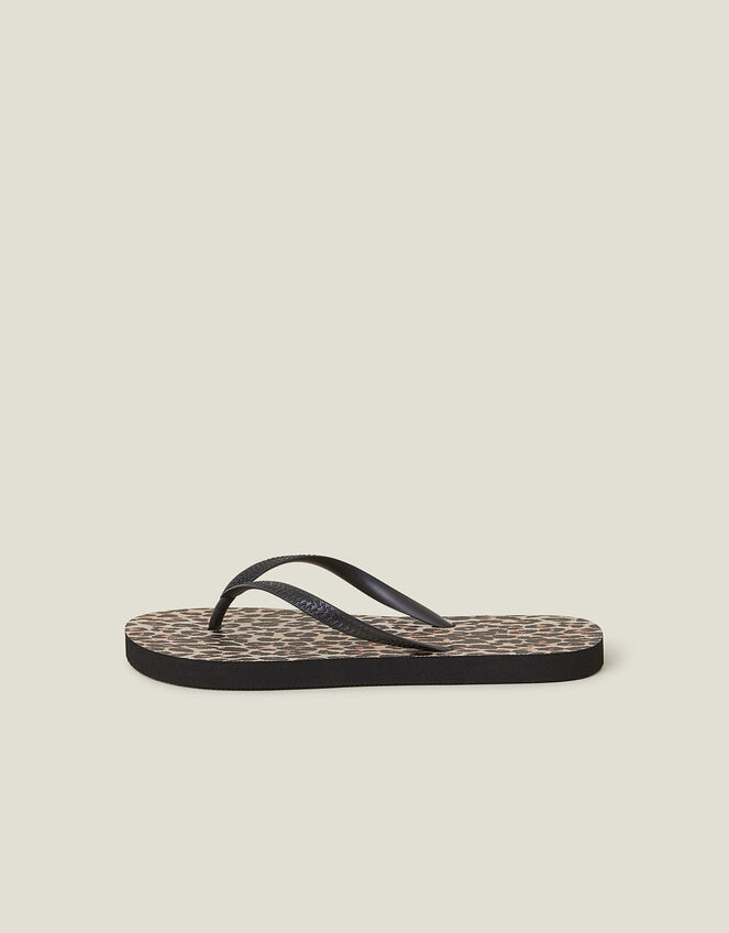 Leopard Print Flip Flops, Multi (DARKS MULTI), large