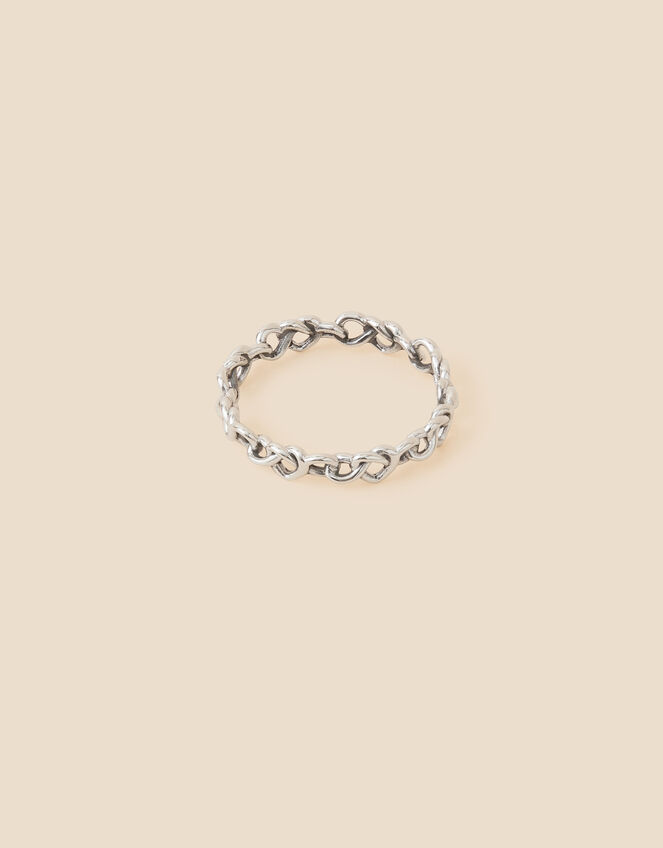 Sterling Silver Interlocked Heart Ring, Silver (ST SILVER), large