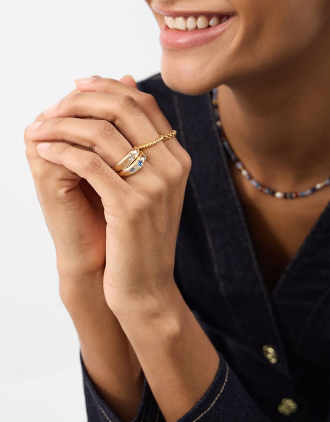 2-Pack Celestial Gem Rings, Gold (GOLD), large
