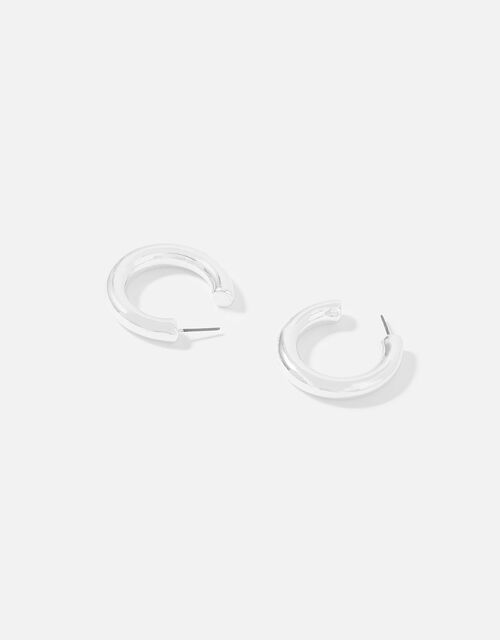 Reconnected Chunky Tube Hoops, Silver (SILVER), large