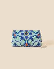 Large Beaded Tile Print Clutch Bag, , large