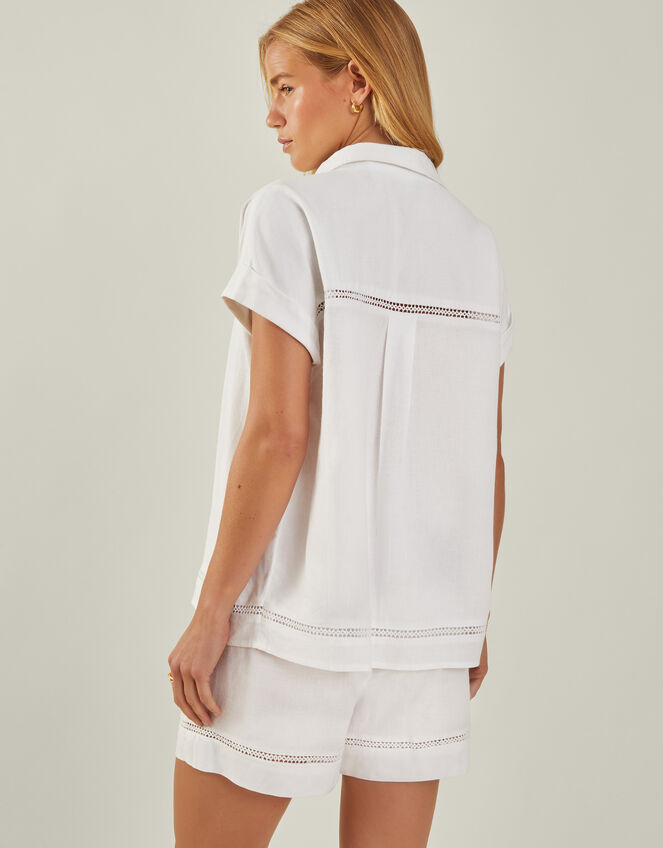 Cap Sleeve Boxy Shirt, White (WHITE), large