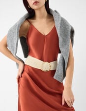 Wide Woven Belt, Cream (CREAM), large