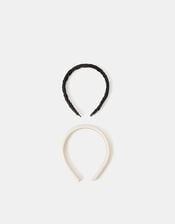 2-Pack Slim Headbands, Black (BLACK WHITE), large