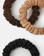 3-Pack Metallic Hair Scrunchies, , large